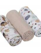 Infantilo Set 3 scutece din muselina bej eucalipt buline