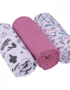 Infantilo Set 3 scutece din muselina crengute roz