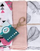 Infantilo Set 3 scutece din muselina rozgritriunghiuri