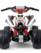 INJUSA ATV electric pentru copii licenta Mercedes Alb Negru 12V cu pedala de acceleratie 2 ani+