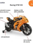 INJUSA Motocicleta electrica de curse pentru copii licenta KTM 12V include roti ajutatoare 3-6 ani