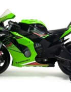 INJUSA Motocicleta electrica pentru copii 12V licentiat Kawasaki Ninja ZX-R10 Verde cu roti ajutatoare 3-6 ani