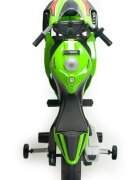 INJUSA Motocicleta electrica pentru copii 12V licentiat Kawasaki Ninja ZX-R10 Verde cu roti ajutatoare 3-6 ani