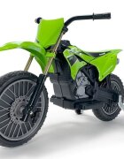 INJUSA Motocicleta electrica pentru copii Kawasaki KX85 Verde 12V cu licenta roti ajutatoare tip cross 3-5 ani