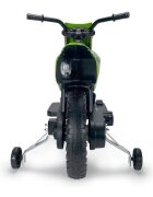 INJUSA Motocicleta electrica pentru copii Kawasaki KX85 Verde 12V cu licenta roti ajutatoare tip cross 3-5 ani