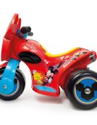 INJUSA Motocicleta electrica pentru copii licenta Disney Mickey Mouse Rosu Albastru 6V cu pedala de acceleratie 1-3 ani greutate admisa 25 kg