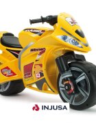 INJUSA Motocicleta pentru copii Moto Winner Galben cu roti mari si design sportiv 3 ani+