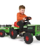 INJUSA Tractor electric cu remorca 6V cu sunete si lumini baterie si incarcator incluse 1 an+ Verde