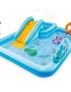 INTEX Centru de joaca gonflabil pentru copii Jungle Adventure compus din doua piscine si tobogan vesel cu aterizare lina dimensiune 244 x 198 x 71 cm