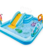 INTEX Centru de joaca gonflabil pentru copii Jungle Adventure compus din doua piscine si tobogan vesel cu aterizare lina dimensiune 244 x 198 x 71 cm