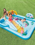 INTEX Centru de joaca gonflabil pentru copii Jungle Adventure compus din doua piscine si tobogan vesel cu aterizare lina dimensiune 244 x 198 x 71 cm