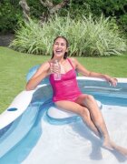 INTEX Piscina gonflabila de gradina cu 4 locuri si spatar din PVC dimensiune 229 x 229 x 66 cm volum 882 L