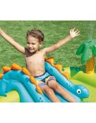 INTEX Piscina gonflabila pentru copii Little Dino cu tobogan gonflabil integrat palmier cu functie de aspersor dimensiune 191 x 152 x 58 cm capacitate 143 L