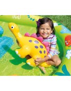 INTEX Piscina gonflabila pentru copii Little Dino cu tobogan gonflabil integrat palmier cu functie de aspersor dimensiune 191 x 152 x 58 cm capacitate 143 L