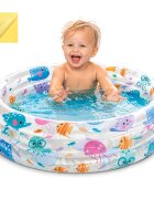 INTEX Piscina gonflabila pentru copii Marine Life 61 x 22 cm din PVC rezistent include petic de reparatie capacitate 28 L