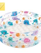INTEX Piscina gonflabila pentru copii Marine Life 61 x 22 cm din PVC rezistent include petic de reparatie capacitate 28 L