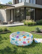 INTEX Piscina gonflabila pentru copii Marine Life 61 x 22 cm din PVC rezistent include petic de reparatie capacitate 28 L
