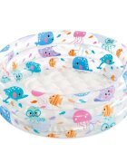 INTEX Piscina gonflabila pentru copii Marine Life 61 x 22 cm din PVC rezistent include petic de reparatie capacitate 28 L