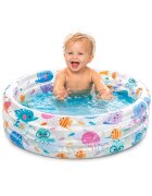 INTEX Piscina gonflabila pentru copii Marine Life 61 x 22 cm din PVC rezistent include petic de reparatie capacitate 28 L