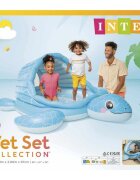 INTEX Piscina gonflabila pentru copii Turtle Playland in forma de carapace cu acoperis incorporat 218 x 206 x 97 cm din vinil cu dop de scurgere