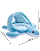 INTEX Piscina gonflabila pentru copii Turtle Playland in forma de carapace cu acoperis incorporat 218 x 206 x 97 cm din vinil cu dop de scurgere
