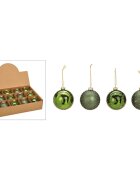 Jad Flamande Glob din sticla verde cu auriu set de 12 diametru 8 cm