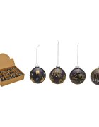 Jad Flamande Set de 12 globuri din sticla negru cu auriu diametru 8 cm