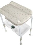 JANE Cadita de baie cu suport Flip Mist cu 2 pozitii anatomice masuta de infasat tavita si compartimente pentru accesorii conform cu standardele europene