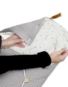 JANE Sac de iarna cu gluga Mims Plus Dim Grey pentru carucior si scoica auto 88x43 cm inchidere cu nasturi si fermoar