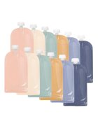 JANE Set 12 pungi reutilizabile pentru hranire inchidere ermetica 10x17 cm 100 ml BPA-free si testat LFGB Multicolor