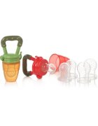 JANE Set 2 dispozitive de hranire Multicolor pentru fructe si legume cu 6 adaptoare din silicon fara BPA 6+ luni