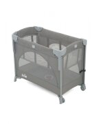 JOIE Patut pentru copii co-sleeper Kubbie Foggy Gray pliabil usita cu fermoar roti cu blocare laterala culisanta saltea si geanta de transport incluse