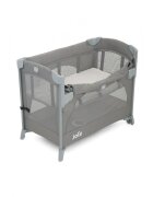 JOIE Patut pentru copii co-sleeper Kubbie Foggy Gray pliabil usita cu fermoar roti cu blocare laterala culisanta saltea si geanta de transport incluse