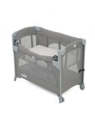 JOIE Patut pentru copii co-sleeper Kubbie Foggy Gray pliabil usita cu fermoar roti cu blocare laterala culisanta saltea si geanta de transport incluse