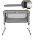 JOIE Patut pliant 2 in 1 Roomie Glide Foggy Gray cu panou lateral glisant ajustabil pe inaltime roti cu sistem de blocare cadru aluminiu
