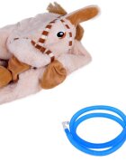 Jokomisiada Calut gonflabil de sarit pentru copii brown realizat din cauciuc imbracat in plus pufos cu pompa de picior inclusa dimensiune 61 x 17 x 52 cm