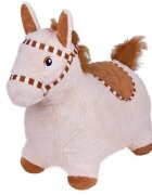 Jokomisiada Calut gonflabil de sarit pentru copii brown realizat din cauciuc imbracat in plus pufos cu pompa de picior inclusa dimensiune 61 x 17 x 52 cm