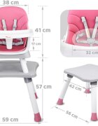 Jokomisiada Scaun de masa multifunctional 6 in 1 pentru copii culoarea roz picioare antiderapante asamblare intuitiva dimensiune 41 x 40 x 35 cm