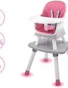 Jokomisiada Scaun de masa multifunctional 6 in 1 pentru copii culoarea roz picioare antiderapante asamblare intuitiva dimensiune 41 x 40 x 35 cm
