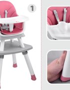 Jokomisiada Scaun de masa multifunctional 6 in 1 pentru copii culoarea roz picioare antiderapante asamblare intuitiva dimensiune 41 x 40 x 35 cm