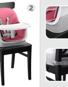 Jokomisiada Scaun de masa multifunctional 6 in 1 pentru copii culoarea roz picioare antiderapante asamblare intuitiva dimensiune 41 x 40 x 35 cm