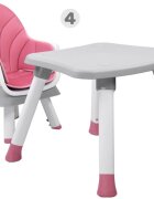 Jokomisiada Scaun de masa multifunctional 6 in 1 pentru copii culoarea roz picioare antiderapante asamblare intuitiva dimensiune 41 x 40 x 35 cm