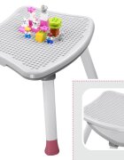 Jokomisiada Scaun de masa multifunctional 6 in 1 pentru copii culoarea roz picioare antiderapante asamblare intuitiva dimensiune 41 x 40 x 35 cm