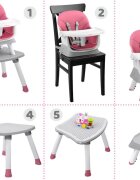 Jokomisiada Scaun de masa multifunctional 6 in 1 pentru copii culoarea roz picioare antiderapante asamblare intuitiva dimensiune 41 x 40 x 35 cm