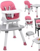 Jokomisiada Scaun de masa multifunctional 6 in 1 pentru copii culoarea roz picioare antiderapante asamblare intuitiva dimensiune 41 x 40 x 35 cm