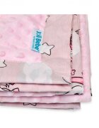 Joli Bebe Paturica cu 2 fete din plus minky si bumbac 100 x 100 cm model baloane roz