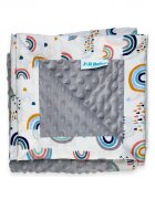 Joli Bebe Paturica cu 2 fete din plus minky si bumbac 100 x 100 cm model curcubee gri