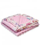 Joli Bebe Paturica cu 2 fete din plus minky si bumbac 100 x 100 cm model curcubee roz