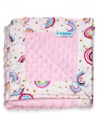 Joli Bebe Paturica cu 2 fete din plus minky si bumbac 100 x 100 cm model curcubee roz