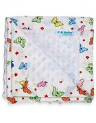 Joli Bebe Paturica cu 2 fete din plus minky si bumbac 100 x 100 cm model fluturi alb